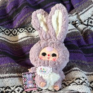 Adorable Plush Bunny Toy - Purple and White